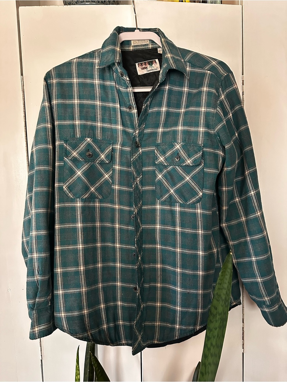Teal Plaid Button-Up Shirt
